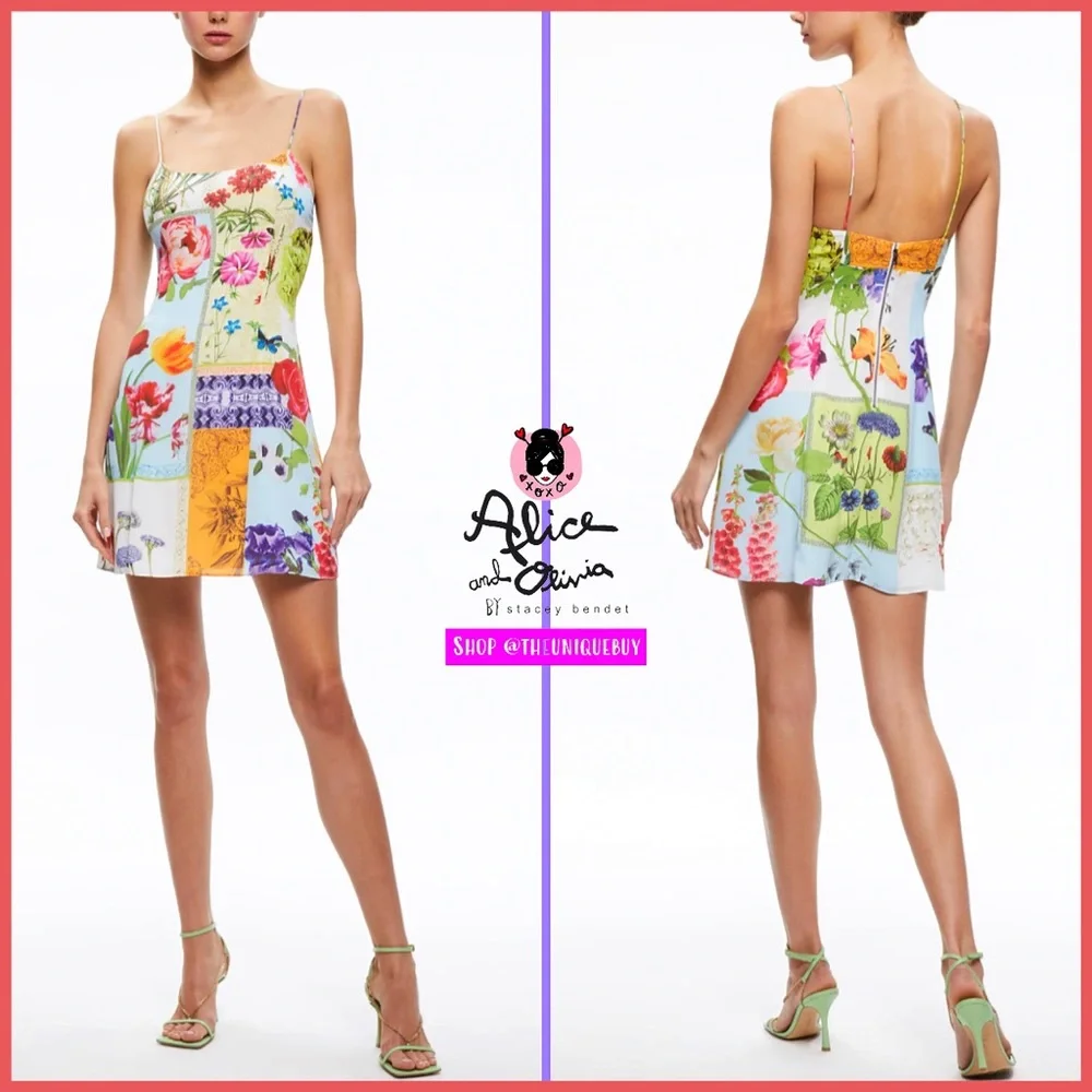 Alice + Olivia Ira Floral Spaghetti Strap Mini Dress